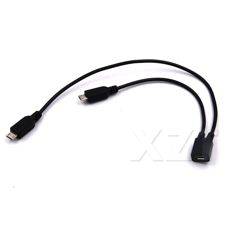 AT 1PCS Micro USB 2.0 Splitter Y 1 Female to 2 Male Data Charge Cable Extension Cord For phone High Quality sync data cable
