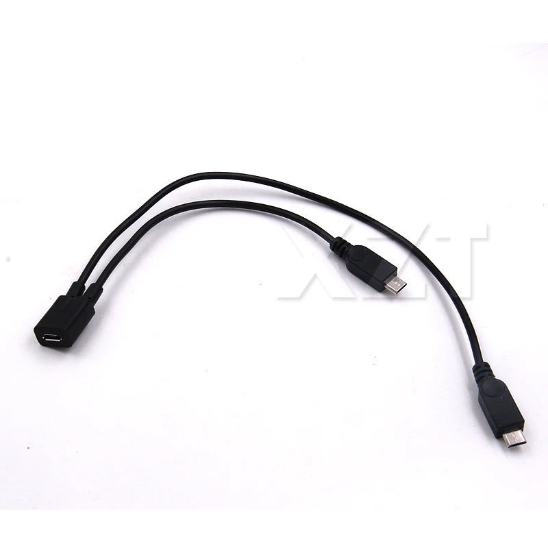AT 1PCS Micro USB 2.0 Splitter Y 1 Female to 2 Male Data Charge Cable Extension Cord For phone High Quality sync data cable
