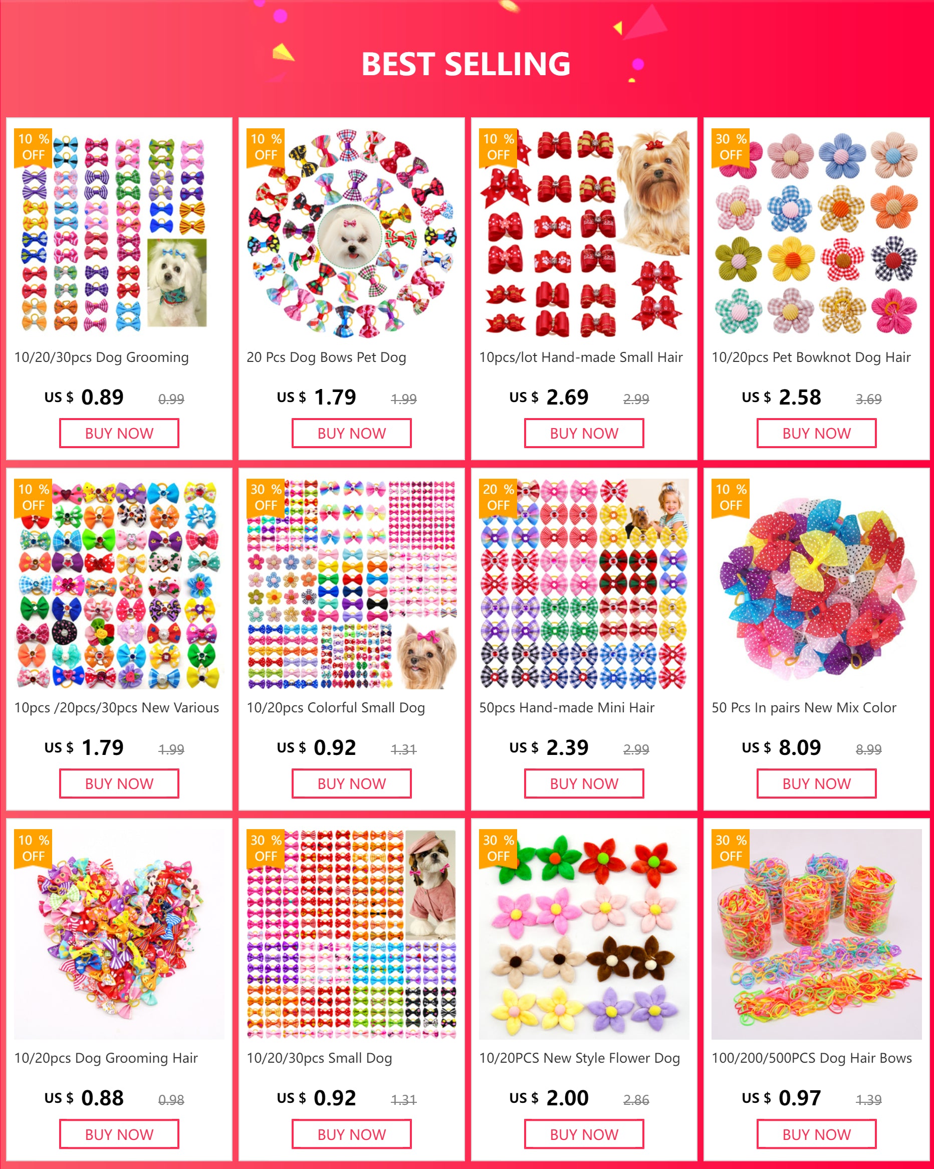 20 Pcs Dog Bows Pet Dog Grooming Accessories Products Handmade Christmas Small Dog Hair Bows Rubber Band Cat Hair Clips Boutique