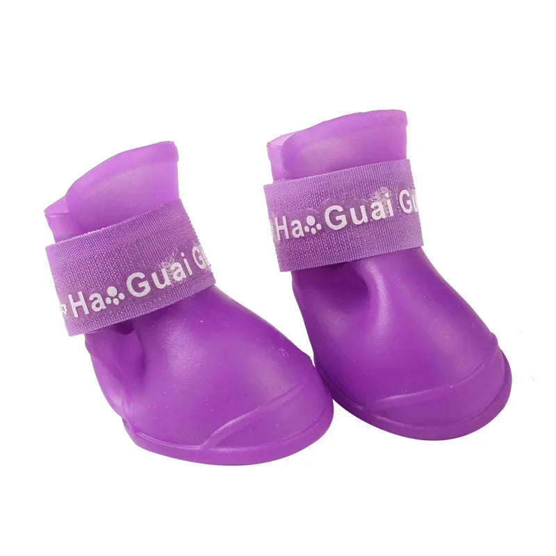 4pcs/lot S/M/L Pet Dog Rain Shoes for Dogs Booties Rubber Portable Anti Slip Waterproof Pet Dog Cat Rain Shoes
