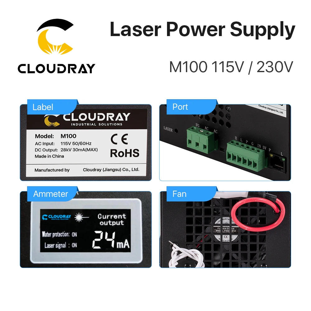 Cloudray 80-100W CO2 Laser Power Supply for CO2 Laser Engraving Cutting Machine M100W category