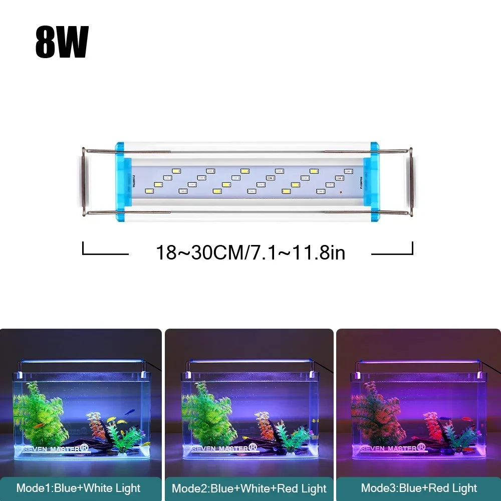 18-75CM Super Slim LEDs Aquarium Lighting Aquatic Plant Light Extensible Waterproof Clip on Lamp For Fish Tank 90-260V