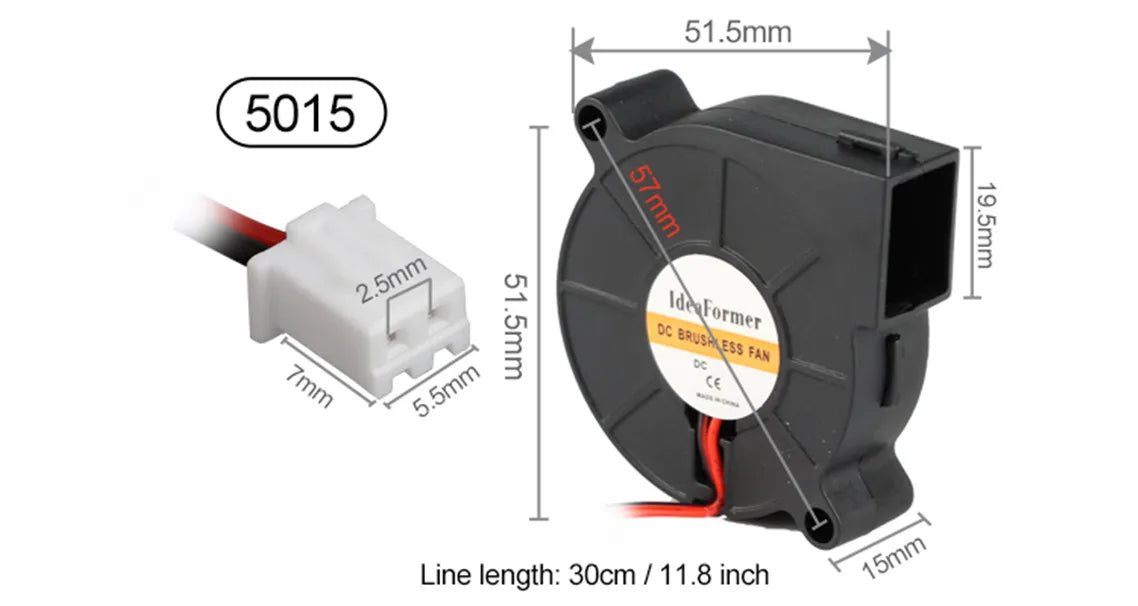 1 Pcs 4020/5015 Blower Turbo Cooling Fan  Brushless  DC 12V&24V 3D Printer With 2Pin Dupont Wire Cooler 30cm Wire for J-head