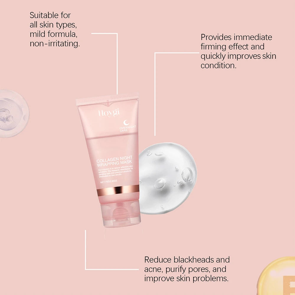 150ml Night Collagen Wrapping Mask Skin Rejuvenation Moisturizing Brightening Korean Face Mask Firming Skin Peel-Off Facial Mask