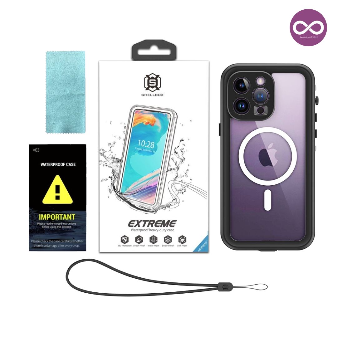 Capa à Prova D'água MagSafe para iPhone - Preto Modelo do iPhone:15