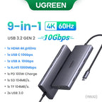 UGREEN Hub USB-C com Dual HDMI 8K/4K – Adaptador 10 em 1 com RJ45, USB 3.0, PD 100W, Dock para MacBook Pro, Air, Notebook – HUB USB