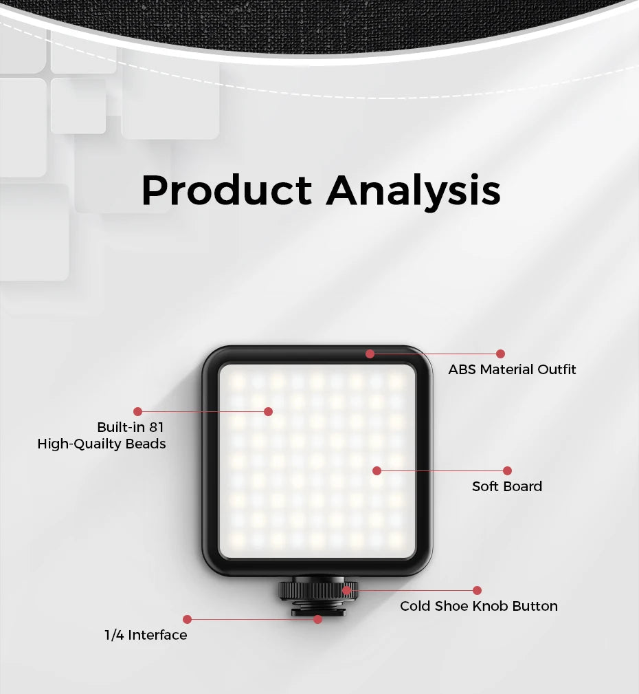 Ulanzi Vijim VL81 Mini LED Video Light On Camera Photo Studio Lighting Soft Diffuser Tiktok Youtube Livestream Vlog Light