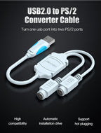 Vention USB to PS2 Converter Cable USB Male to PS/2 Female Adapter USB Extension Cable For Keyboard Mouse Scanner PS2 USB Cable
