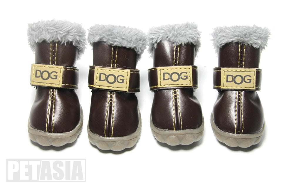 Winter Pet Dog Shoes Warm Snow Boots Waterproof Fur 4Pcs/Set Small Dogs Cotton Non Slip XS For ChiHuaHua Pug Pet Product PETASIA