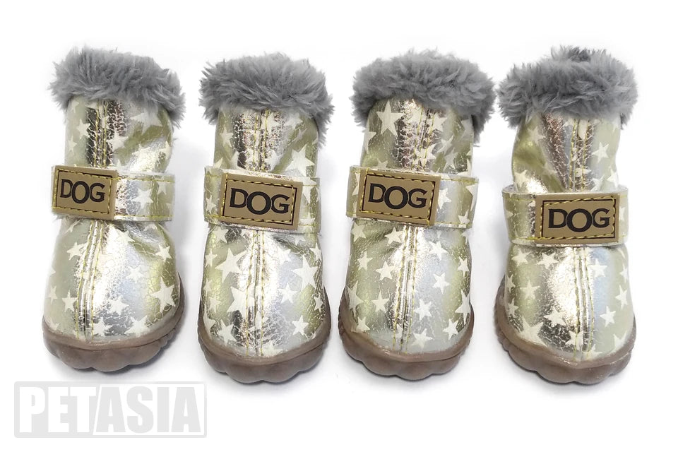 Winter Pet Dog Shoes Warm Snow Boots Waterproof Fur 4Pcs/Set Small Dogs Cotton Non Slip XS For ChiHuaHua Pug Pet Product PETASIA