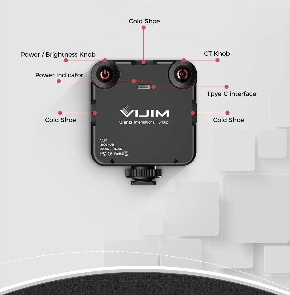 Ulanzi Vijim VL81 Mini LED Video Light On Camera Photo Studio Lighting Soft Diffuser Tiktok Youtube Livestream Vlog Light