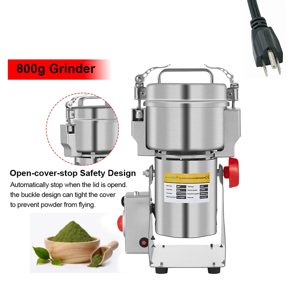 Moedor de Café Elétrico Biolomix 700G/800G – 2500W, Aço Inox, Alta Capacidade