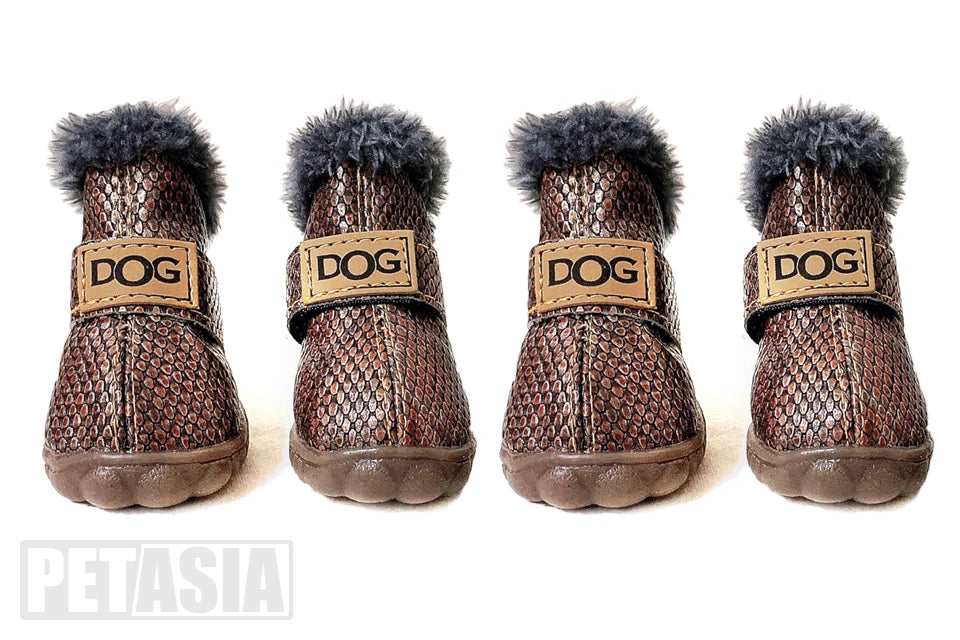 Winter Pet Dog Shoes Warm Snow Boots Waterproof Fur 4Pcs/Set Small Dogs Cotton Non Slip XS For ChiHuaHua Pug Pet Product PETASIA