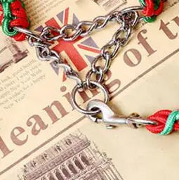 Double Strand Rope Large Dog Leashes Metal P Chain Buckle National Color Pet Traction Rope Collar Set For Big Dogs 1.2m Length