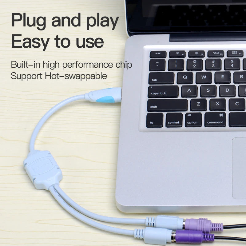 Vention USB to PS2 Converter Cable USB Male to PS/2 Female Adapter USB Extension Cable For Keyboard Mouse Scanner PS2 USB Cable