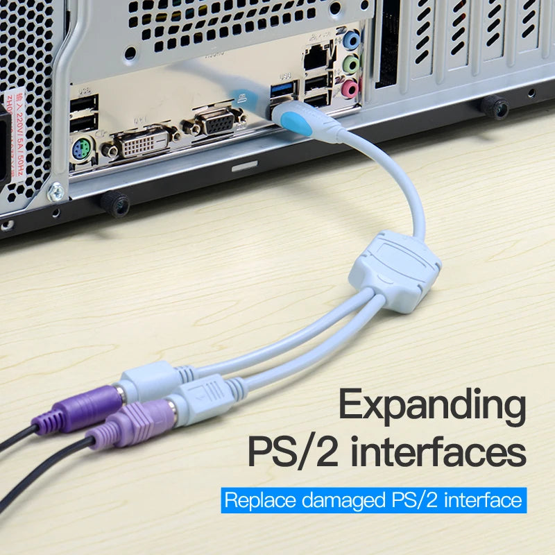 Vention USB to PS2 Converter Cable USB Male to PS/2 Female Adapter USB Extension Cable For Keyboard Mouse Scanner PS2 USB Cable