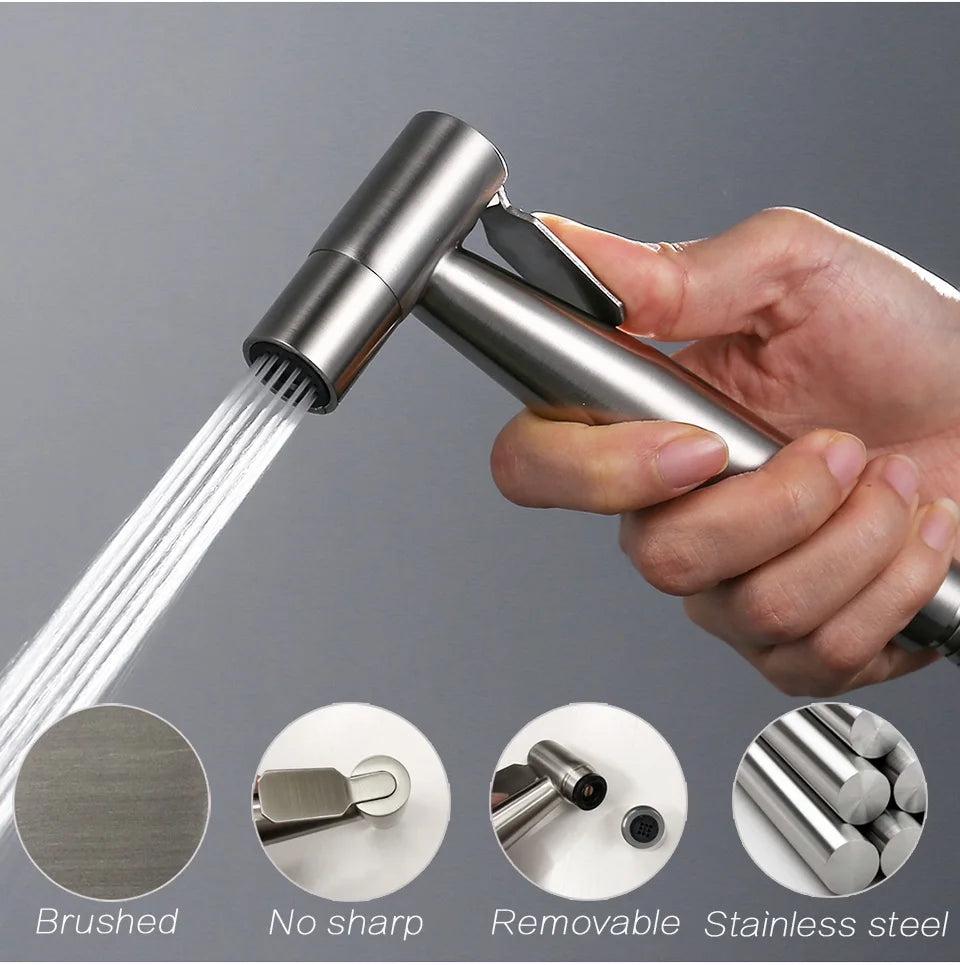 Handheld bidet sprayer set for toilet Stainless Steel Hand Bidet faucet for Bathroom hand sprayer shower head self cleaning