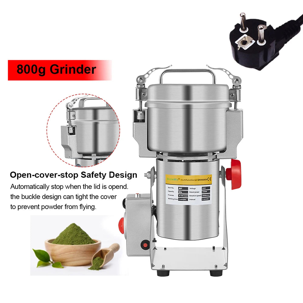 Moedor de Café Elétrico Biolomix 700G/800G – 2500W, Aço Inox, Alta Capacidade