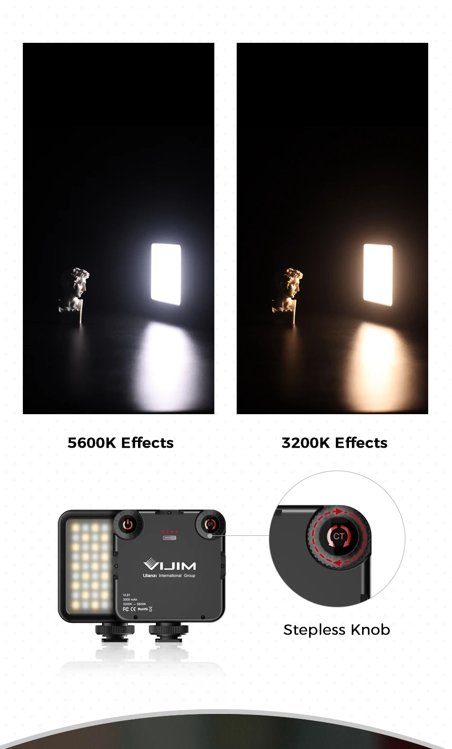 Ulanzi Vijim VL81 Mini LED Video Light On Camera Photo Studio Lighting Soft Diffuser Tiktok Youtube Livestream Vlog Light