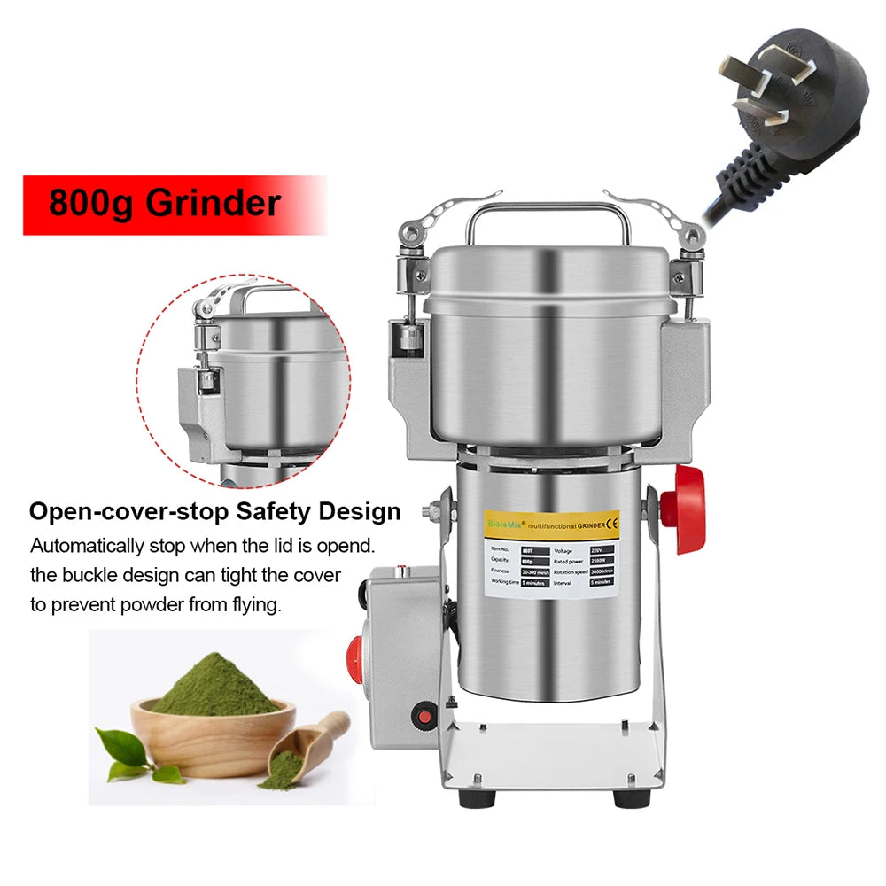 Moedor de Café Elétrico Biolomix 700G/800G – 2500W, Aço Inox, Alta Capacidade