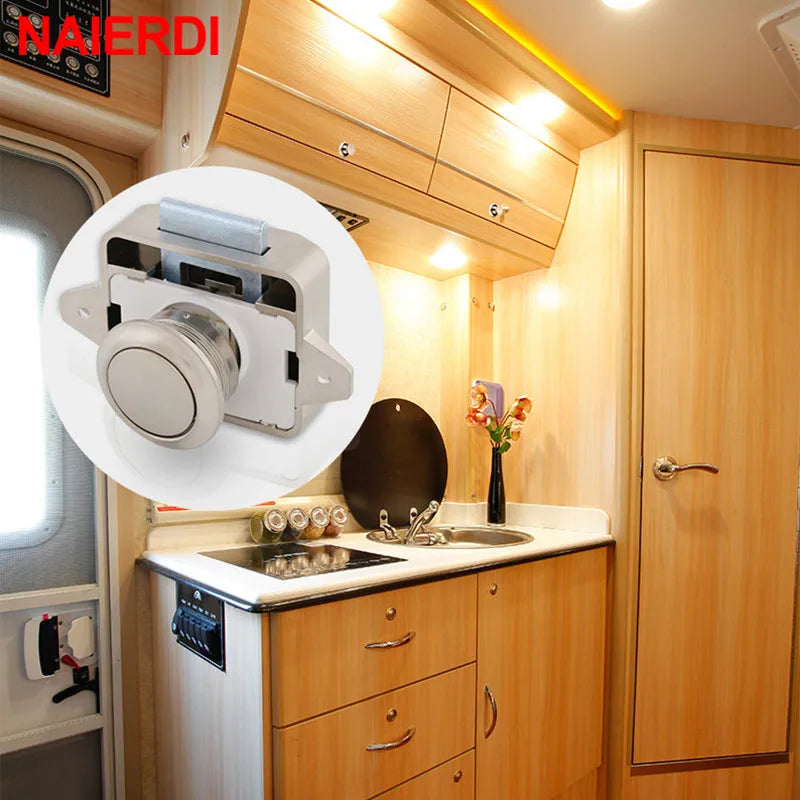 10PCS NAIERDI Camper Car Push Lock 20mm/26mm RV Caravan Boat Motor Home Cabinet Drawer Latch Button Locks For Furniture Hardware