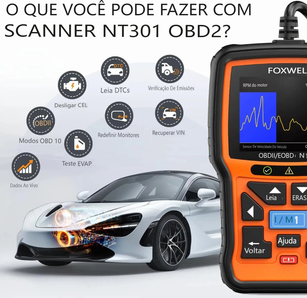 FOXWELL NT301 OBD2 Scanner Check Engine Code Reader Professional ODB2 OBD2 Automotive Scanner Car Diagnostic Tools PK ELM327