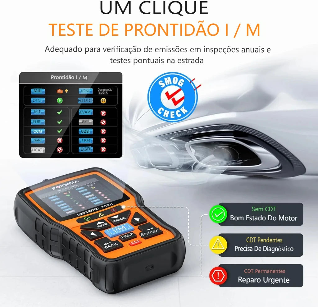 FOXWELL NT301 OBD2 Scanner Check Engine Code Reader Professional ODB2 OBD2 Automotive Scanner Car Diagnostic Tools PK ELM327