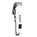 Máquina de Cortar Cabelo Kemei Profissional – Bivolt, Bateria 300 Min, Lâmina Inoxidável, Uso Seco e Molhado