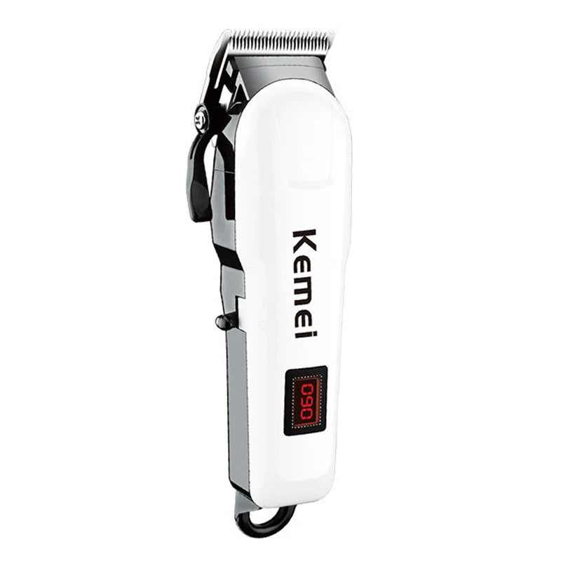 Máquina de Cortar Cabelo Kemei Profissional – Bivolt, Bateria 300 Min, Lâmina Inoxidável, Uso Seco e Molhado