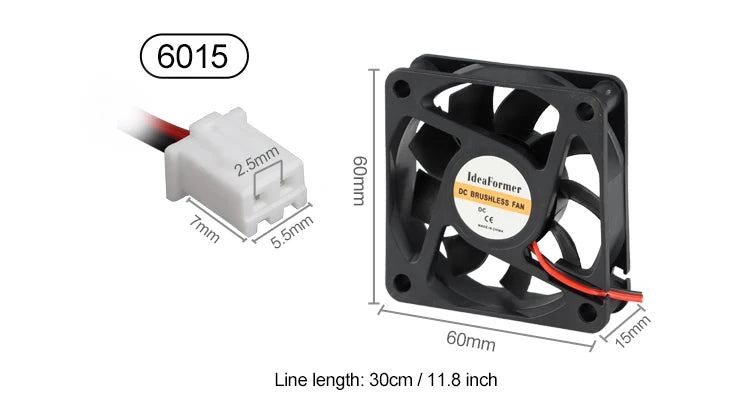 3D Printer Accessories Cooling Fan 5/12/24V 6015/5010/4010/3010/2510mm Fan Cooler Cooling Turbo Brushless Fans With 2Pin XH2.54