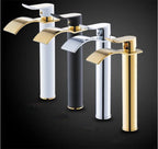 Basin Faucet Gold and white Waterfall Faucet Brass Bathroom Faucet Bathroom Basin Faucet Mixer Tap Hot and Cold Sink faucet