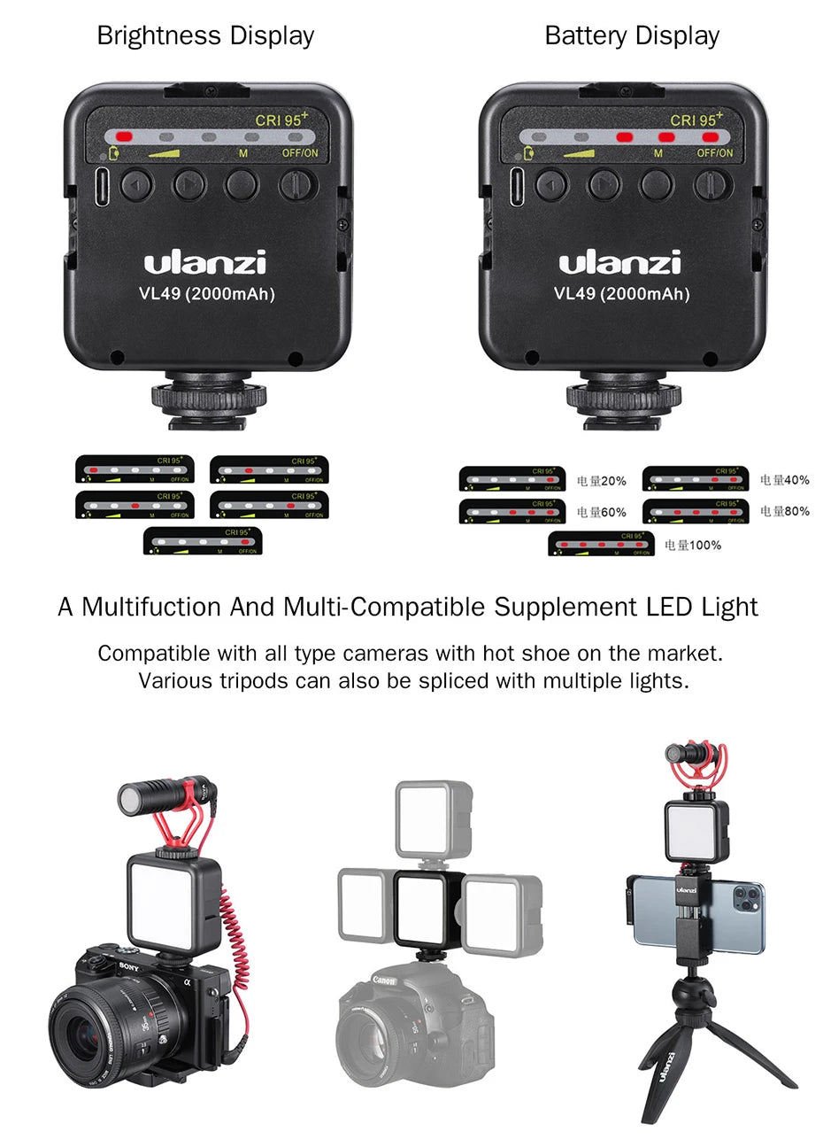 Ulanzi Vijim VL81 Mini LED Video Light On Camera Photo Studio Lighting Soft Diffuser Tiktok Youtube Livestream Vlog Light