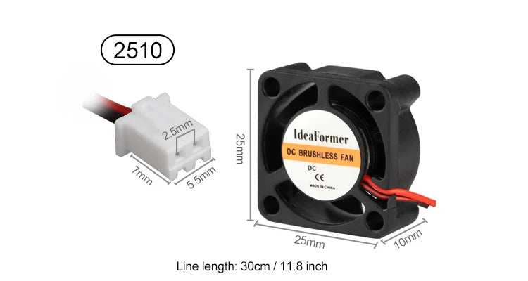 3D Printer Accessories Cooling Fan 5/12/24V 6015/5010/4010/3010/2510mm Fan Cooler Cooling Turbo Brushless Fans With 2Pin XH2.54