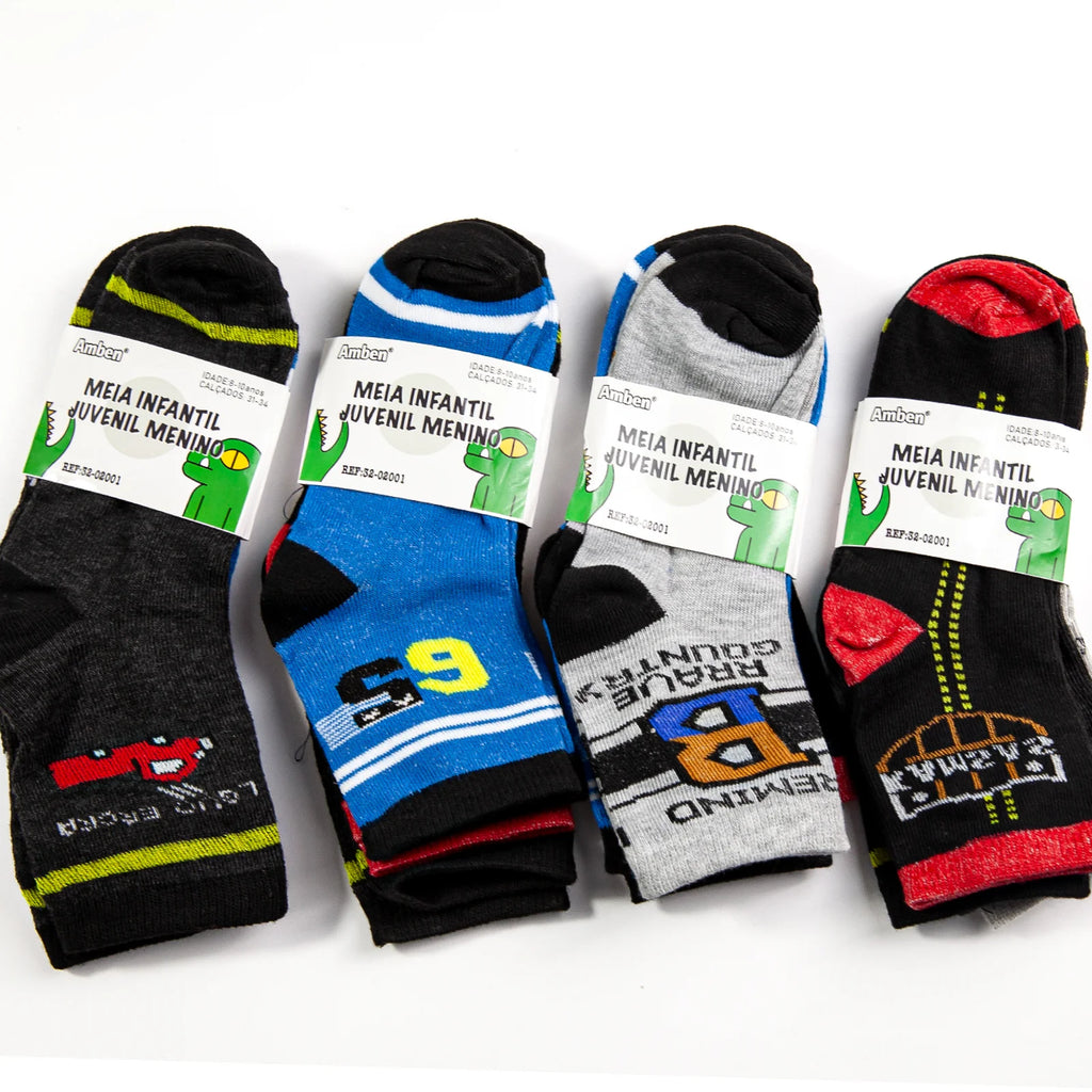 Free Shipping Kit 12 Paired Socks Infant Men Boys Cartoon Comfort and Durability Random