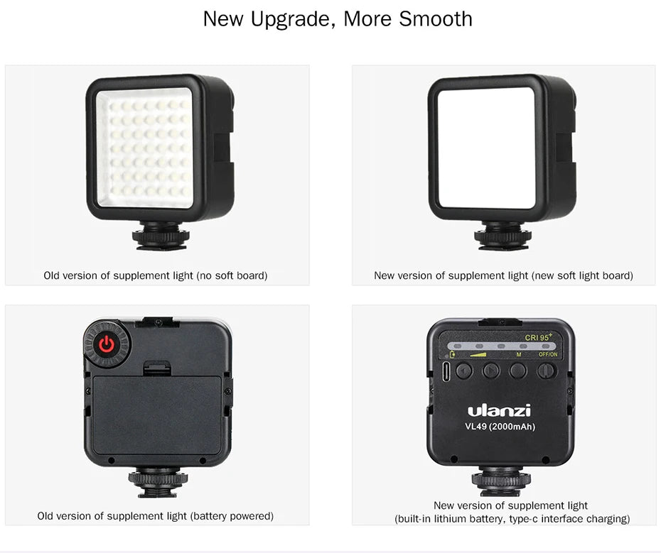 Ulanzi Vijim VL81 Mini LED Video Light On Camera Photo Studio Lighting Soft Diffuser Tiktok Youtube Livestream Vlog Light