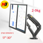 NB NEW F160 gas spring 17"-27"30" Dual Monitor Holder Arm desktop 360 rotate computer holder 2-9KG Monitor bracket USB3.0 port