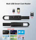 Rocketek USB 2.0 Smart Card Reader micro SD/TF memory ID Bank EMV electronic DNIE dni citizen sim cloner connector adapter