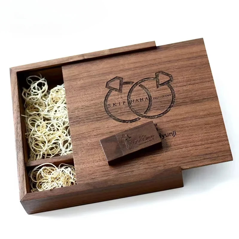 Wood Album Style High Speed USB 3.0 4GB 8GB 16GB Fashion Gift 32GB 64GB USB+BOX Wedding Photography Free Custom LOGO