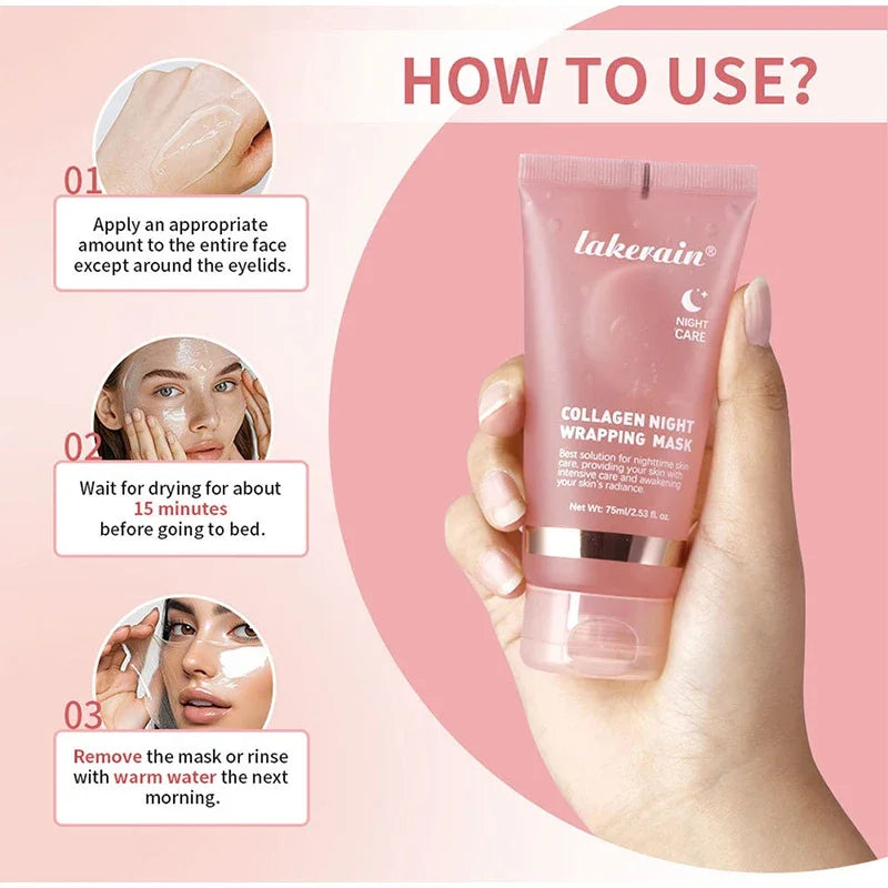 75ml Collagen Peel-off Mask, Night Wrapping Facial Mud Firming Mask Daily Face Skincare Deep Cleaning Skin-peeling Off Covers