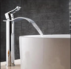 Basin Faucet Gold and white Waterfall Faucet Brass Bathroom Faucet Bathroom Basin Faucet Mixer Tap Hot and Cold Sink faucet