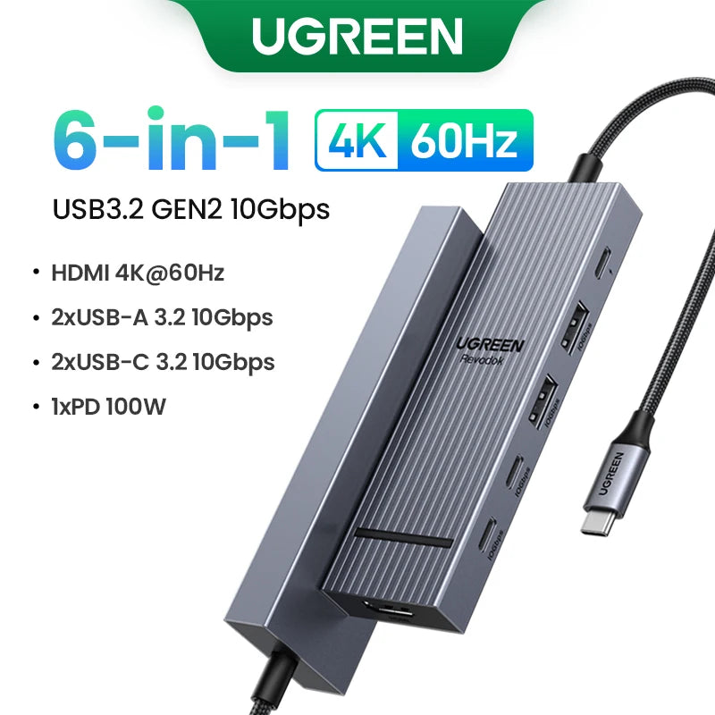 UGREEN Hub USB-C com Dual HDMI 8K/4K – Adaptador 10 em 1 com RJ45, USB 3.0, PD 100W, Dock para MacBook Pro, Air, Notebook – HUB USB