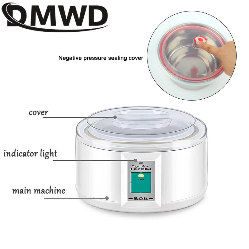 Iogurteira Elétrica Automática DMWD – 1,5 Litro Inox