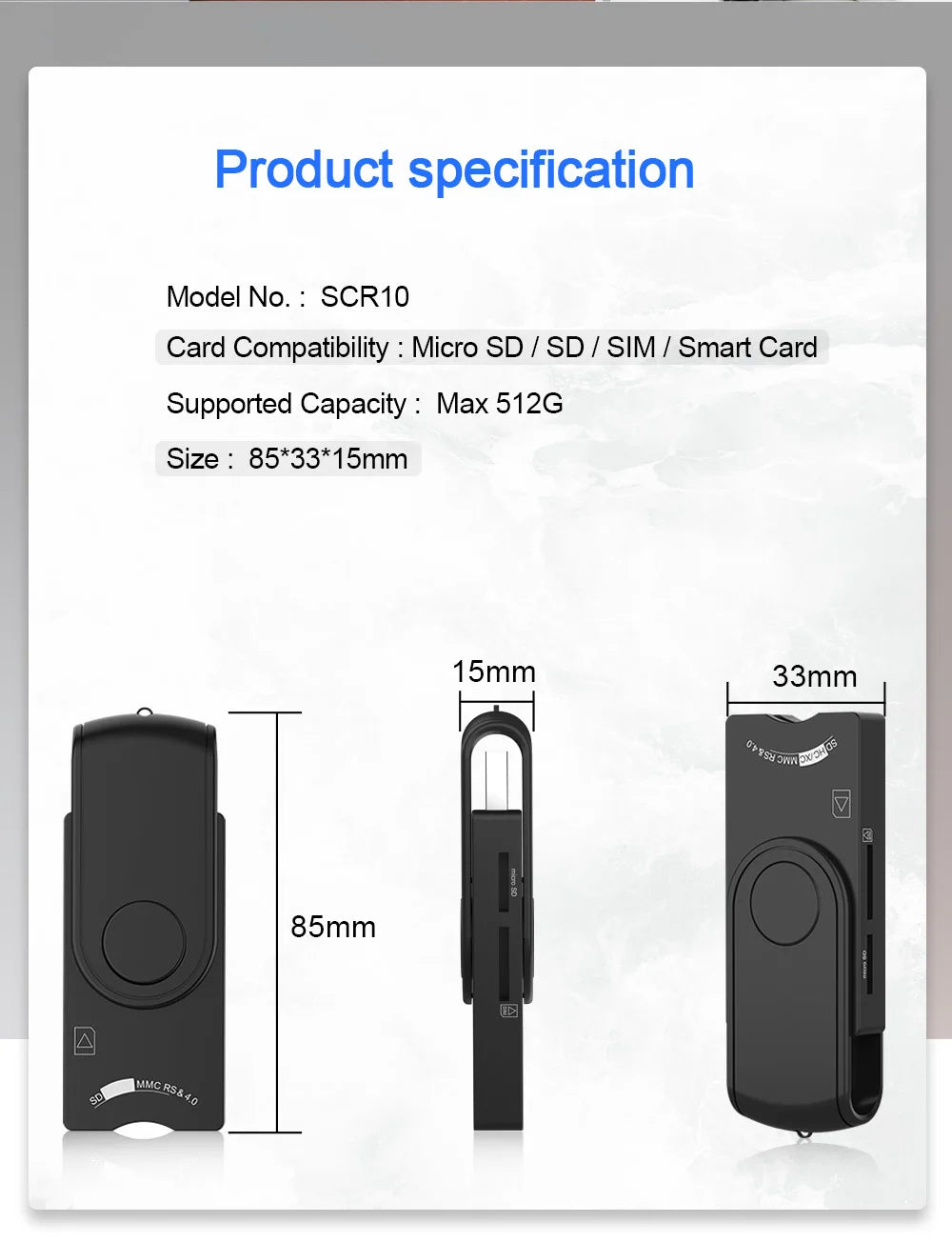 Rocketek USB 2.0 Smart Card Reader micro SD/TF memory ID Bank EMV electronic DNIE dni citizen sim cloner connector adapter