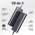 UGREEN Hub USB-C com Dual HDMI 8K/4K – Adaptador 10 em 1 com RJ45, USB 3.0, PD 100W, Dock para MacBook Pro, Air, Notebook – HUB USB