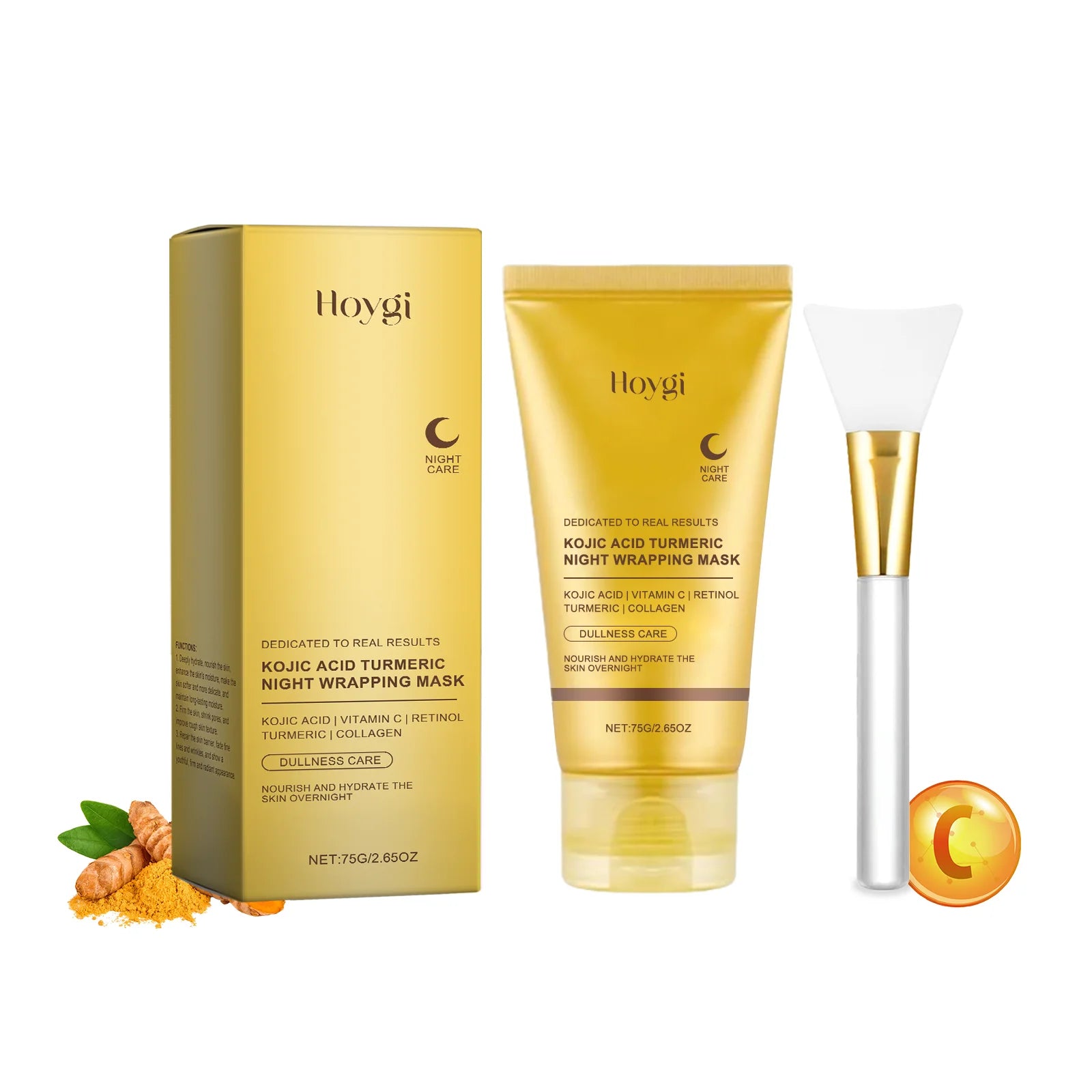 Collagen Peel Off Facial Mask + Kojic Acid Turmeric Overnight Wrapping Mask Anti Aging Nourishes Glowing Skin Peel Off Face Mask