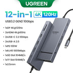 UGREEN Hub USB-C com Dual HDMI 8K/4K – Adaptador 10 em 1 com RJ45, USB 3.0, PD 100W, Dock para MacBook Pro, Air, Notebook – HUB USB