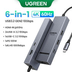 UGREEN Hub USB-C com Dual HDMI 8K/4K – Adaptador 10 em 1 com RJ45, USB 3.0, PD 100W, Dock para MacBook Pro, Air, Notebook – HUB USB
