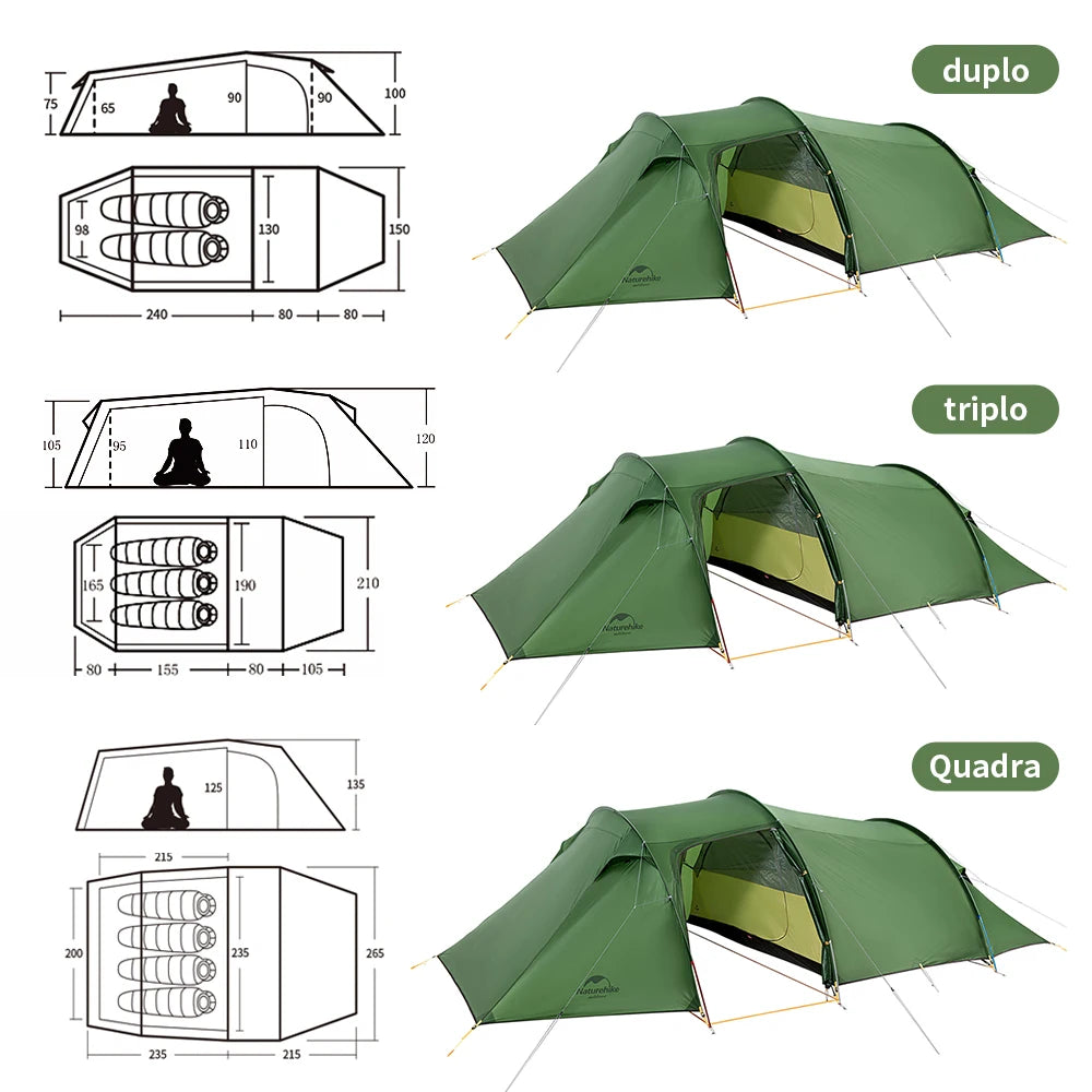 Naturehike Opalus 2 3 4 Tent 2 3 4 Person Hiking Tent 4 Season Tent Ultralight Family Travel Tent 20D Waterproof Camping Tent