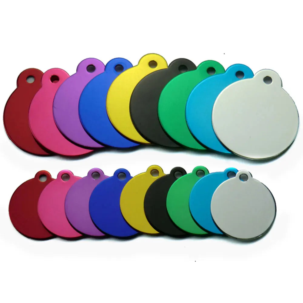 Wholesale 20pcs Pet Dog Cat Tag Id Aluminum Phone Personalized Supplies Alloy Round Shape Charm Keyrings Shop Lable Plate