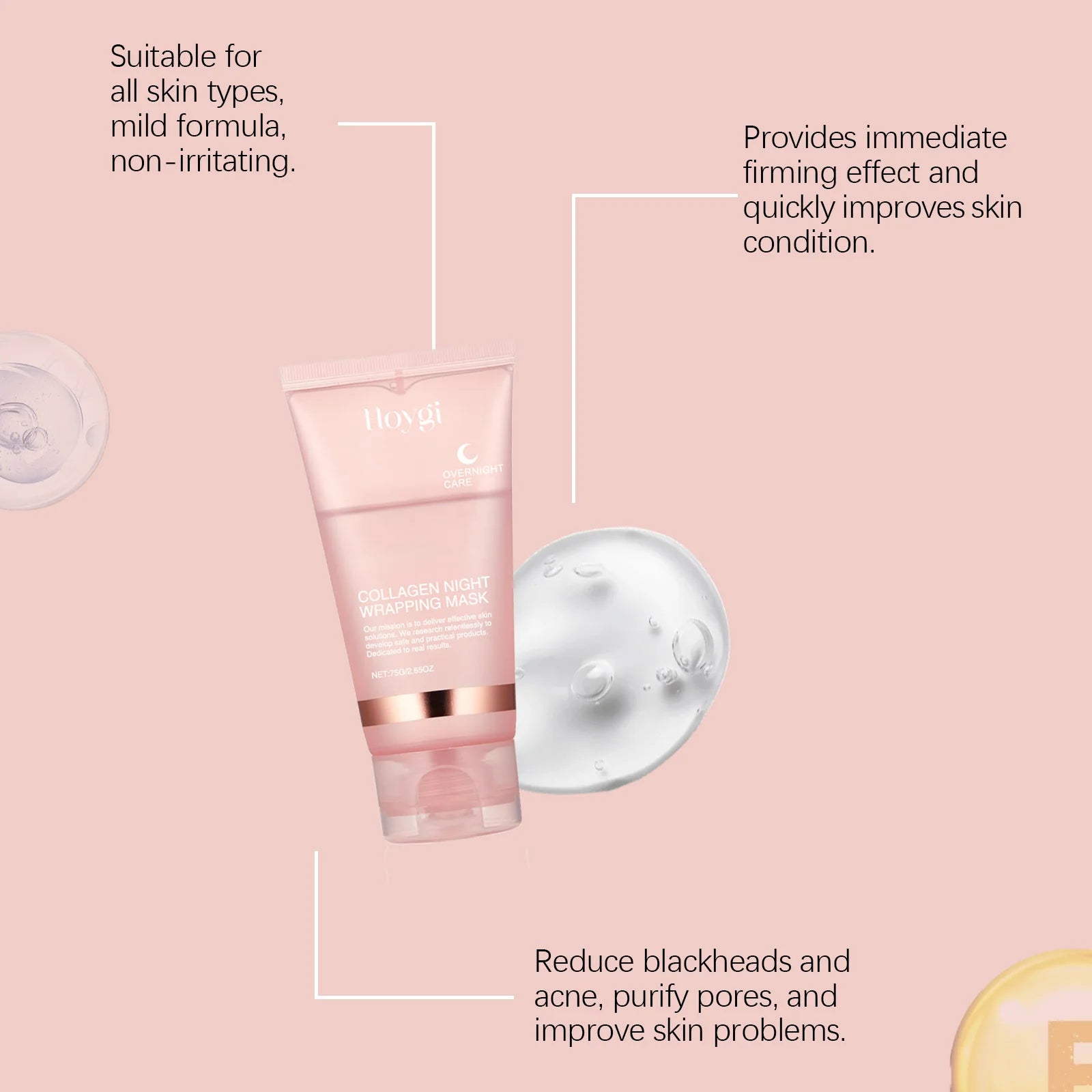 150ml Night Collagen Wrapping Mask Skin Rejuvenation Moisturizing Brightening Korean Face Mask Firming Skin Peel-Off Facial Mask